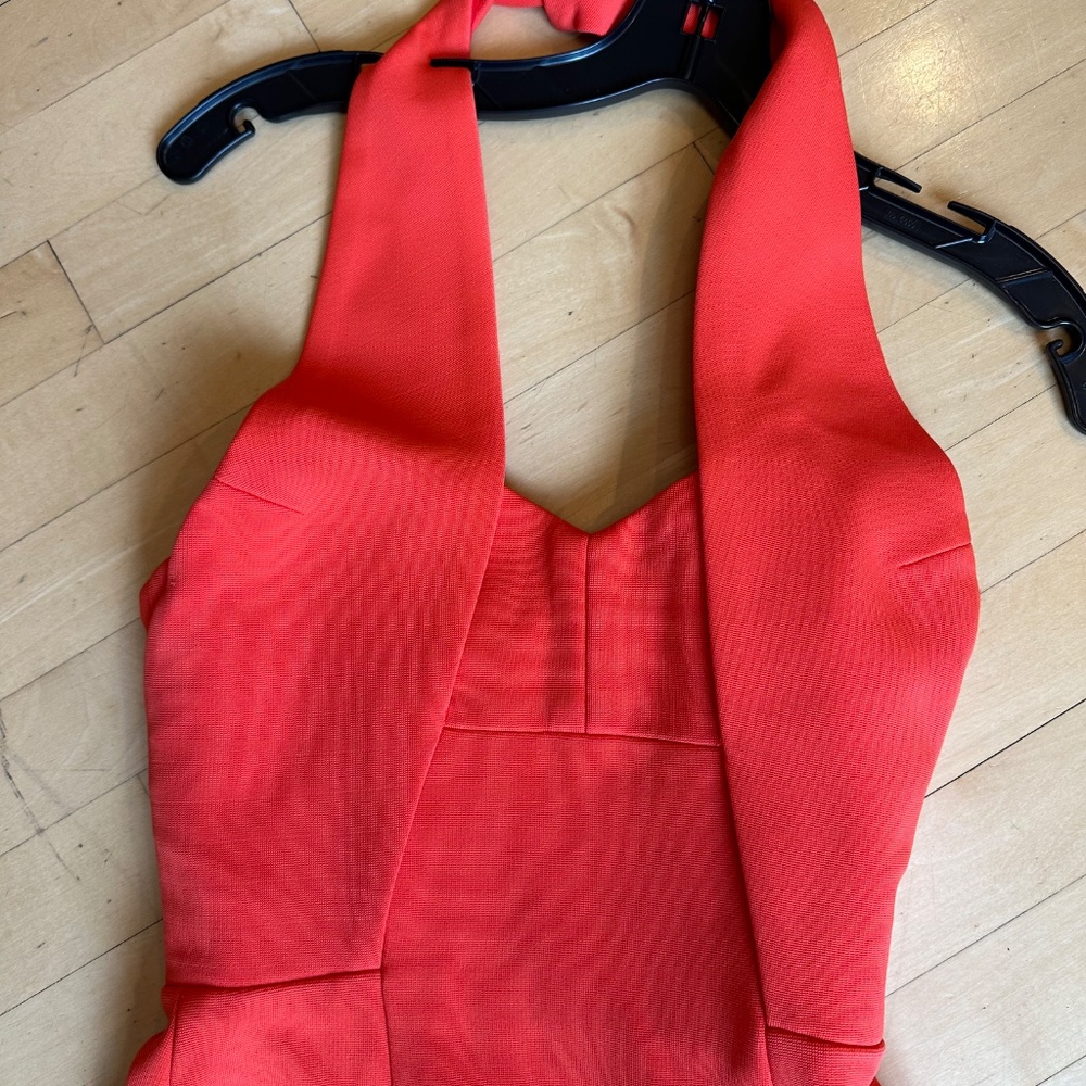 NICHOLAS bright orange bandage halter dress ,0, N - Picture 5 of 6
